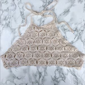 Beige Crochet Halter Top